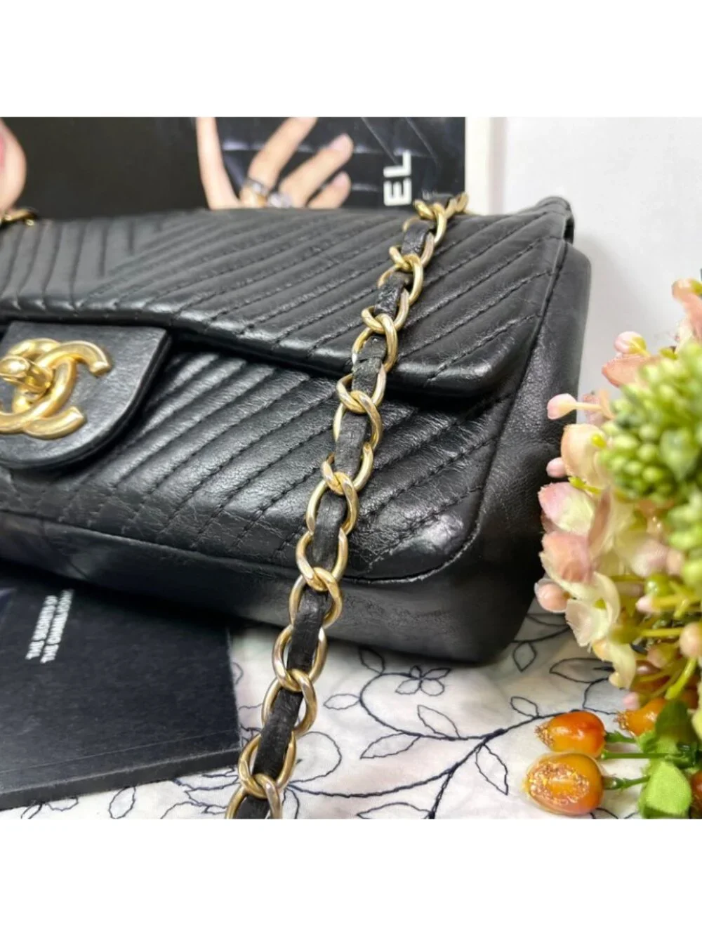 Chanel Chevron V-stitch Chain Shoulder Bag